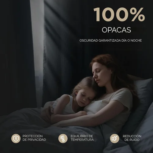 Miniatura 3 de Joydeco - Cortinas 100% opacas, 2 paneles de lino natural para oscurecer habitación, aislamiento térmico, trabillas traseras y bolsillo para barra