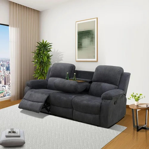 Miniatura 52 de Conjunto de sofá para sala de Estar, sillón reclinable de cuero transpirable, sofá de 3 plazas para cine en casa con portavasos para apartamento