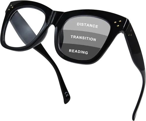 FONHCOO Oversized Progressive Reading Glasses for Women Men Large Square Blue Light Blocking Computer Readers