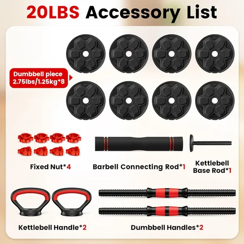 Miniatura 3 de Adjustable Dumbbell Set, 20/33/45/70/90lbs Free Weight Set with Connector, 4 in1 Dumbbells Set Used as Barbell, Kettlebells, Push up Stand