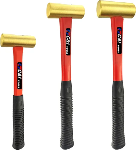 Miniatura 8 de C&T Martillo de bronce de 2 libras, anti-chispas, cómodo mango de fibra de vidrio, 2 libras, no magnético, resistente a la corrosión