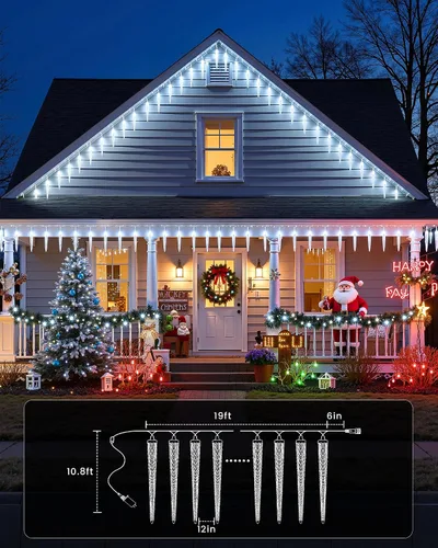 Miniatura 2 de Brightown Luces de Carámbano de Navidad para Exteriores, Luces de Lluvia de Meteoritos de 20 pies con 20 Tubos Grandes con Efecto de Caída de 480