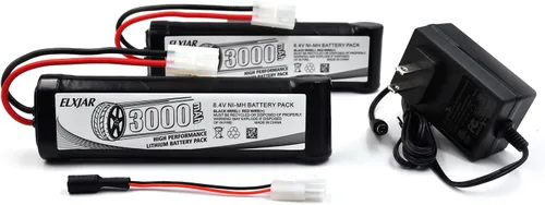 Paquete de 2 baterías Ni-MH de 8.4 V 3000 mAh de repuesto para M16 SR16 AK Series MP5 G&P M16A1 Knights SR16 MP5 SD5 MK5A4 G3 SD1 M16VN CA G3 SG1 G3
