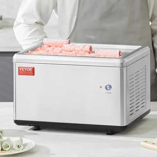 Miniatura 8 de VEVOR Máquina de helado frito, 12.6" x 8.5", 120 W, máquina para hacer rollos de helado salteado con compresor y 2 raspadores, para hacer rollos
