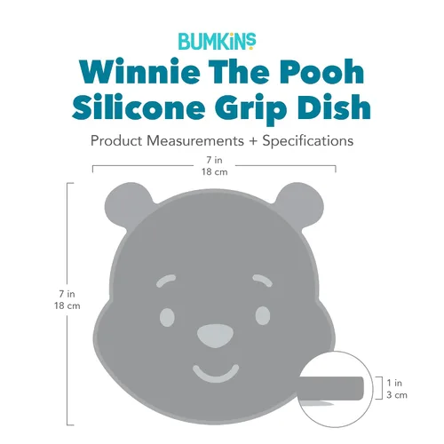 Miniatura 7 de Bumkins Disney Plato de Succión para Niños Pequeños y Bebés, Plato con Agarre de Silicona, Alimentación Dirigida por el Bebé, Suministros de Winnie