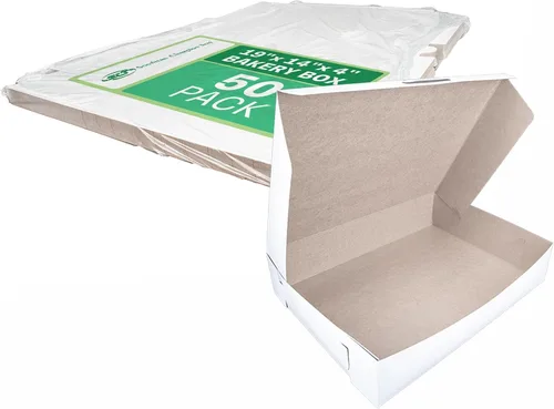 Miniatura 3 de Southern Champion Tray 23133K caja para repostería de cartón de papel Kraft con cierre en las esquinas y ventana, 19" de largo x 14" de ancho x 4