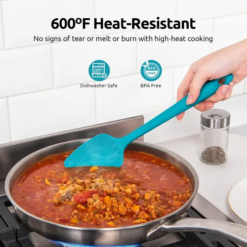 Miniatura 3 de U-Taste Juego de espátulas de cuchara de silicona, 600ºF de alta resistencia al calor, raspador de goma flexible de grado alimenticio, mezcla