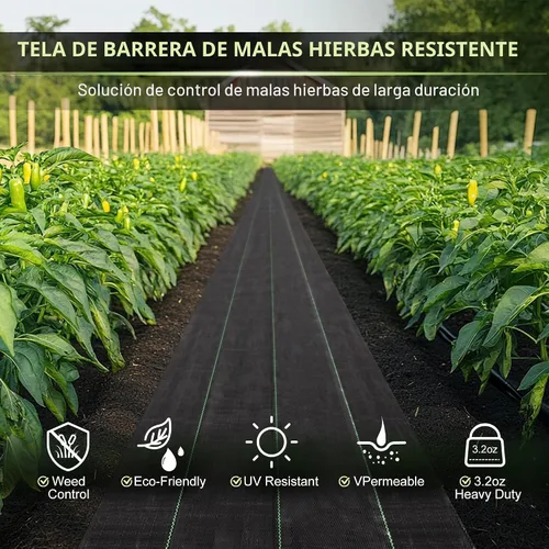 Miniatura 8 de Tela de paisaje resistente de barrera de malezas, cubierta de suelo geotextil tejida, alfombrilla de control de malezas prémium para camas