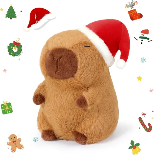Miniatura 10 de Ditucu Lindo Peluche de Capibara con Sombrero de Cumpleaños Feliz y Lazo, Animal de Peluche Suave, Juguetes de Peluche para Niños, Decoración