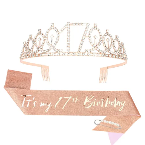 Miniatura 38 de CIEHER Corona de cumpleaños de 10 años, banda + juego de alfileres de perlas - Decoraciones y regalos para favores de fiesta de cumpleaños de 10 10º