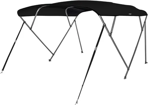 Miniatura 18 de MSC - Toldo superior de barco de 3 y 4 arcos, poliéster teñido en solución 600D, incluye 2 postes de soporte y 4 correas ajustables Verde bosque
