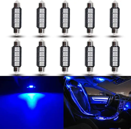 Miniatura 15 de Bombillas LED Festoon 6411 6418 C5W de 9 a 30 V extremadamente brillantes, sin errores, 1.5 pulgadas, 1.417 in para luces de cúpula de mapa