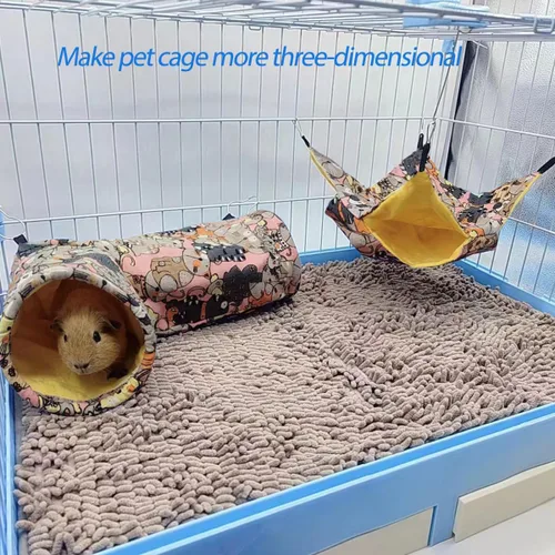 Miniatura 5 de Hamaca para hurón y túnel de rata de indias, túnel de esquina de animales pequeños, tubos y cama para erizo, cerdito de chinchilla, juguetes y 4.