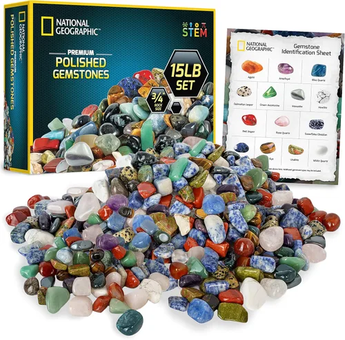 Miniatura 10 de National Geographic Piedras pulidas de alta calidad, 5 libras de piedras pulidas y cristales a granel de 1/2 pulgada, arte y manualidades, kit