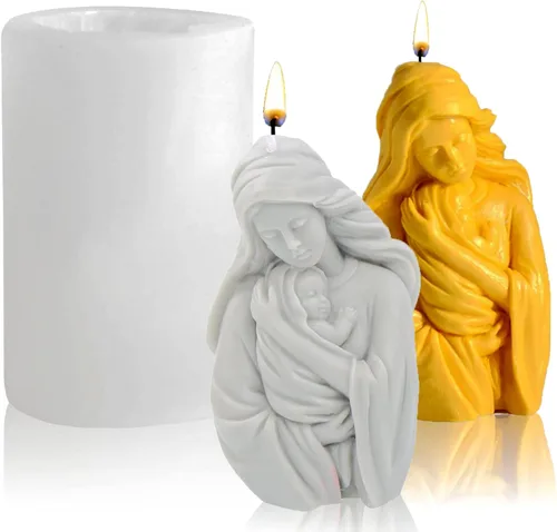Miniatura 9 de Molde de silicona para velas 3D, 3 lados, diosas, niña, mujer embarazada, anciana, molde de silicona para pilar, aromaterapia, velas, cera, jabón