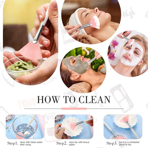 Miniatura 7 de 9 piezas de brochas de mascarilla facial en abanico, brochas aplicadoras faciales suaves, herramientas para peeling, maquillaje glicólico para crema