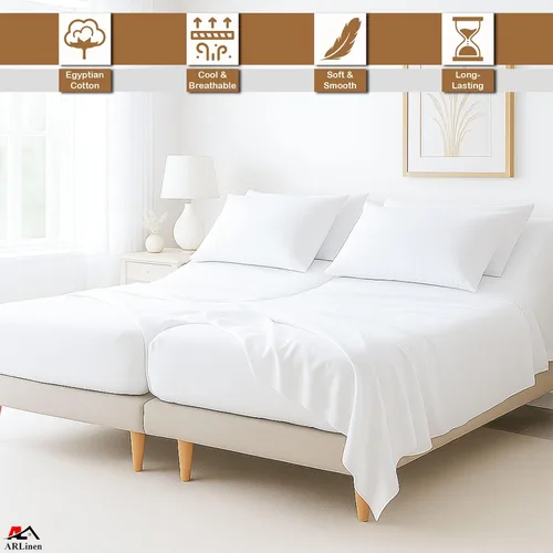Miniatura 10 de ARlinen Juego de sábanas divididas tamaño Queen, 5 piezas, 100% algodón egipcio para camas ajustables, bolsillo profundo de hasta 16 pulgadas, juego