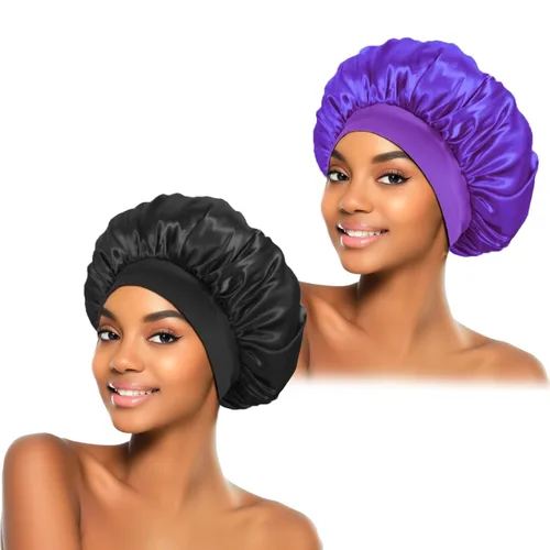 Miniatura 17 de ZHENSILK 2 piezas de gorro de satén para dormir, gorros de seda para el cabello, gorro de dormir de seda con banda elástica suave, envoltura