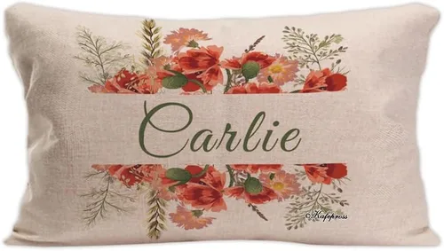 Miniatura 8 de Custom Gifts Bloom Flowers Green Leaves Personalized Floral Pillowcase with Name, 16x16 Inch Double Sided, Spring Summer Flower Pillow Cover Gifts