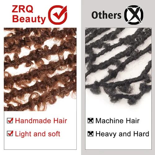 Miniatura 42 de ZRQ Butterfly Locs Cabello de Ganchillo Corto 6 Paquetes Negro Cabello Bob de Ganchillo 8 Pulgadas Locs Sintéticos Desordenados Desgastados Trenzas