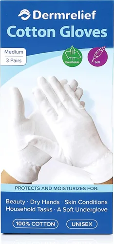 Miniatura 3 de Guantes de algodón para belleza, manos secas, eczema, dermatitis y psoriasis (mediano, 3 pares)