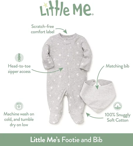 Miniatura 3 de Little Me baby-girls 2-piece Footie and Bib Set