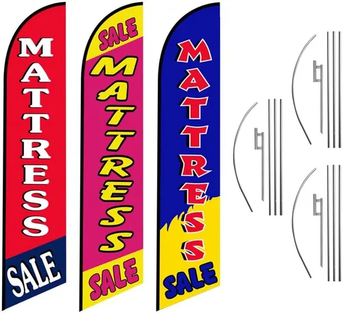 Miniatura 10 de Paquete publicitario de 3 kits de bandera de plumas y estacas para el suelo, venta de colchones, venta de muebles, venta de sofás Kits de banderas
