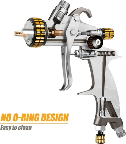 Miniatura 5 de BEETRO - Pistola pulverizadora de aire HVLP, capacidad de 1000ml, 14.3CFM, 29-32psi, boquillas de 1.4mm/1.8mm, acero inoxidable con adaptador tipo