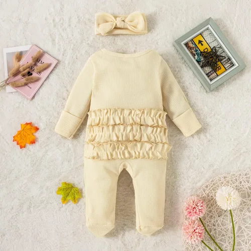 Miniatura 4 de Ropa para bebé recién nacida, con volantes, con cremallera, para llegar a casa, ropa de otoñoinvierno de 0 a 12 meses