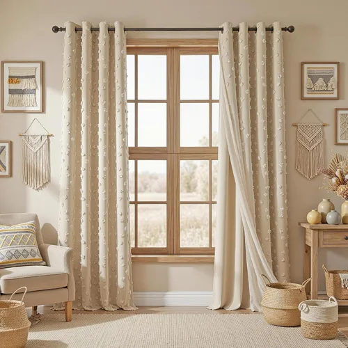 Miniatura 23 de Mysky Home Cortinas de doble capa, dormitorio, traslúcidas, opacas, habitación de niños, comedor, guardería, ojales, oscurecer la habitación, 52 x