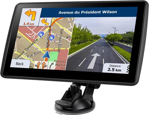 Actualizaciones gratuitas de por vida navegador GPS de 7 pulgadas - Mapas de América del Norte 2026, pantalla táctil, advertencia de velocidad y luz