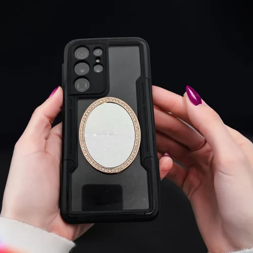 Miniatura 6 de Wireless City Espejo ovalado para teléfono, espejo de maquillaje con diamantes dorados con circonita cúbica, espejo de 5,5 a 2.8 in, ideal
