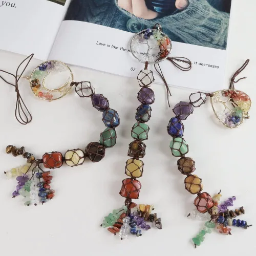 Miniatura 5 de Anjiucc Árbol de la vida de cristal curativo de 7 chakras para colgar en la pared, decoración de interiores, decoración de ventanas, meditación