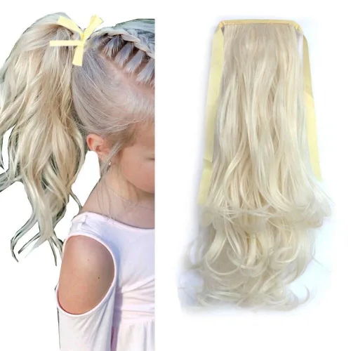 Miniatura 7 de Extensión de cabello sintético rizado con clip, cola de caballo larga, con clip, para niñas, mujeres y mujeres