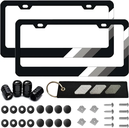 Miniatura 11 de Marco de matrícula de aluminio tricolor de 3 colores compatible con vehículo Toyota, camión, remolque, SUV. (Blanco Azul-01)