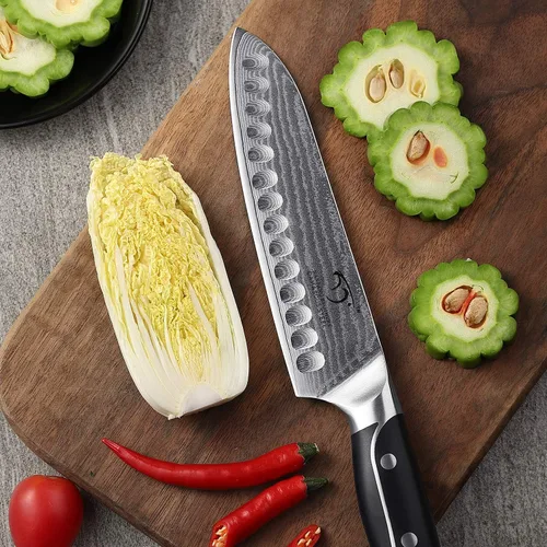 Miniatura 8 de Juego de cuchillos de cocina de Damasco de 18 piezas, 8 cuchillos de carne, mango ergonómico de ABS antideslizante triple remache para tenedor