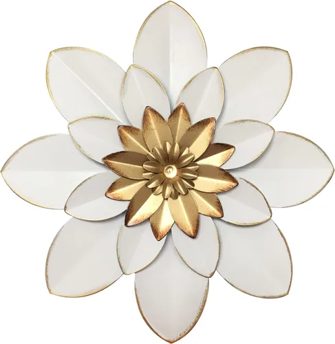 Miniatura 8 de Decoración de pared de flores de metal, escultura floral rústica moderna de 10 pulgadas, colgante de pared de hierro envejecido, decoración