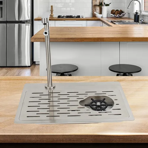 Miniatura 11 de Limpiador de vidrio de doble cabeza con grifo, lavavajillas de vidrio de acero inoxidable para fregadero de cocina, limpiador de vasos