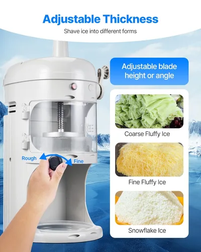 Miniatura 3 de VEVOR Trituradora de hielo comercial, máquina eléctrica de cono de hielo y nieve esponjosa de 220 libras/hora, máquina de hielo afeitado esponjoso