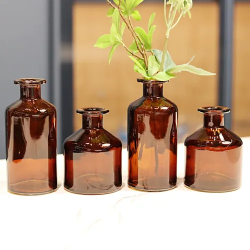 Miniatura 4 de 8 jarrones de vidrio ámbar para flores, mini jarrones de flores a granel, pequeños jarrones para centros de mesa para decoración de otoño, bodas