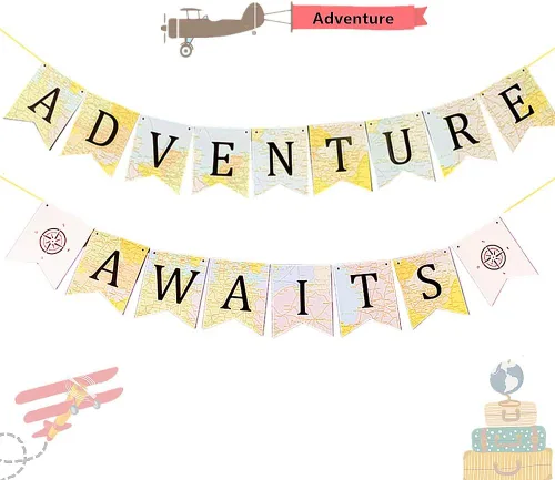 Miniatura 7 de JeVenis Adventure Awaits - Cartel temático de viaje para baby shower, graduación, fiesta de jubilación, 1 x 1 pulgada, tonos tierra, cuadrado