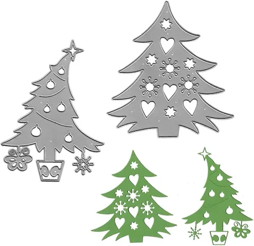 2 troqueles de corte de metal para árbol de Navidad, diseño de mariposa y estrella, plantillas en relieve para hacer tarjetas, álbumes de recortes y