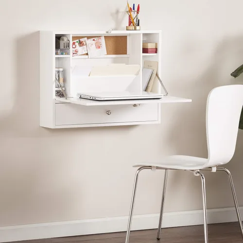 Miniatura 2 de SEI Furniture Willingham - Escritorio plegable para montaje en pared, color blanco