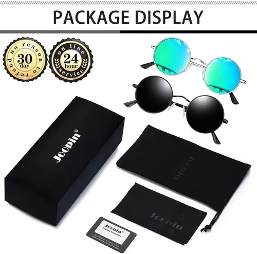 Miniatura 5 de Gafas de sol Joopin polarizadas, estilo Lennon, redondas, gafas de sol estilo hippy redondas para mujer y hombre