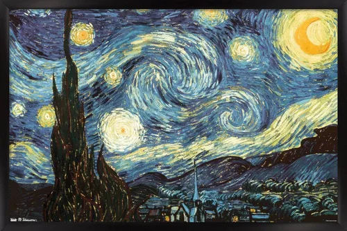 Miniatura 14 de Trends International Póster de pared The Starry Night de Vincent van Gogh, 14.725 x 22.375 pulgadas, versión enmarcada de madera de granero
