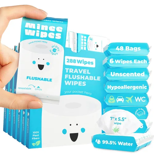 Impossibly Compact - Toallitas desechables de viaje, 99.5% de agua y aloe, seguras para pieles sensibles e hipoalergénicas, esenciales de viaje para