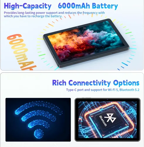 Miniatura 5 de Tablet de 10 pulgadas, tableta Android de 10 pulgadas, tableta Android 15 con 18 GB de RAM 128 GB de ROM, 1 TB expandible, Widevine L1, procesador
