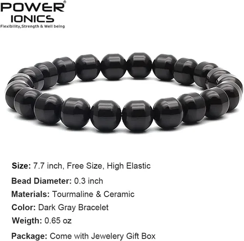 Miniatura 4 de Power Ionics Handmade Beaded Bracelets for Women and Men, Tourmaline, Eye of the Tiger, Obsidian, Lava Stone 8mm Beads and 3mm gold plated beads