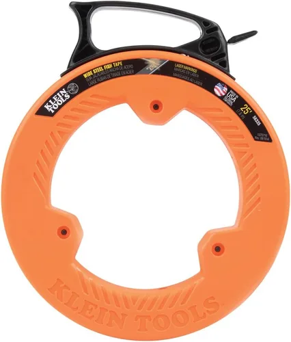 Miniatura 11 de Klein Tools 56335 Cinta Pasacables Eléctrica de Acero Plano, Cinta de Acero de Resorte de 25 Pies y 1/4 de Pulgada de Ancho, Punta de Plástico