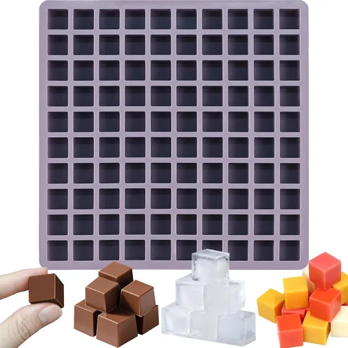 Miniatura 10 de Molde de silicona cuadrado para chocolate, cubitos de hielo, 100 cavidades Molde cuadrado de chocolate para caramelos duros, gelatina, gomitas